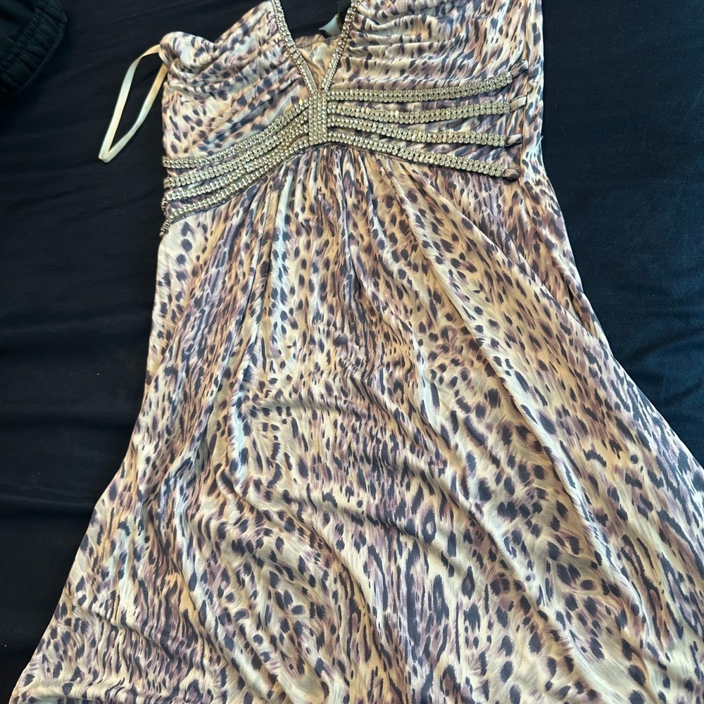 Leopard Print Dress with Beaded Detail